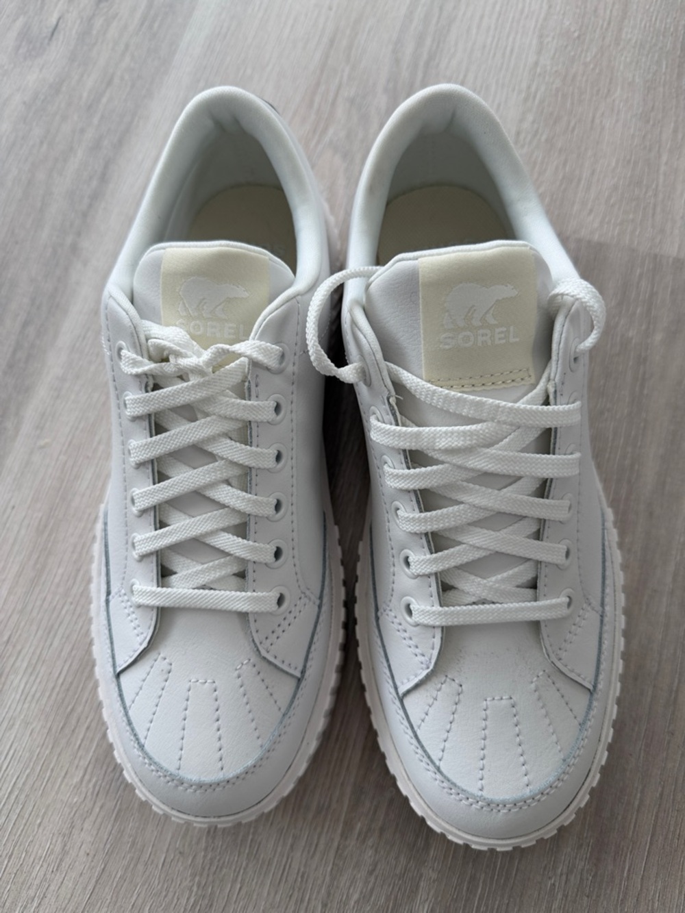 🔥☔️🔥 Sorel ONA AVE white leather trainers - sea salt,  size 8 US - Picture 8 of 12